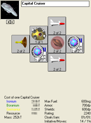 Example of a capital cruiser sporting doomsday missiles. This ship missiles would also have a base accuracy of 91%.